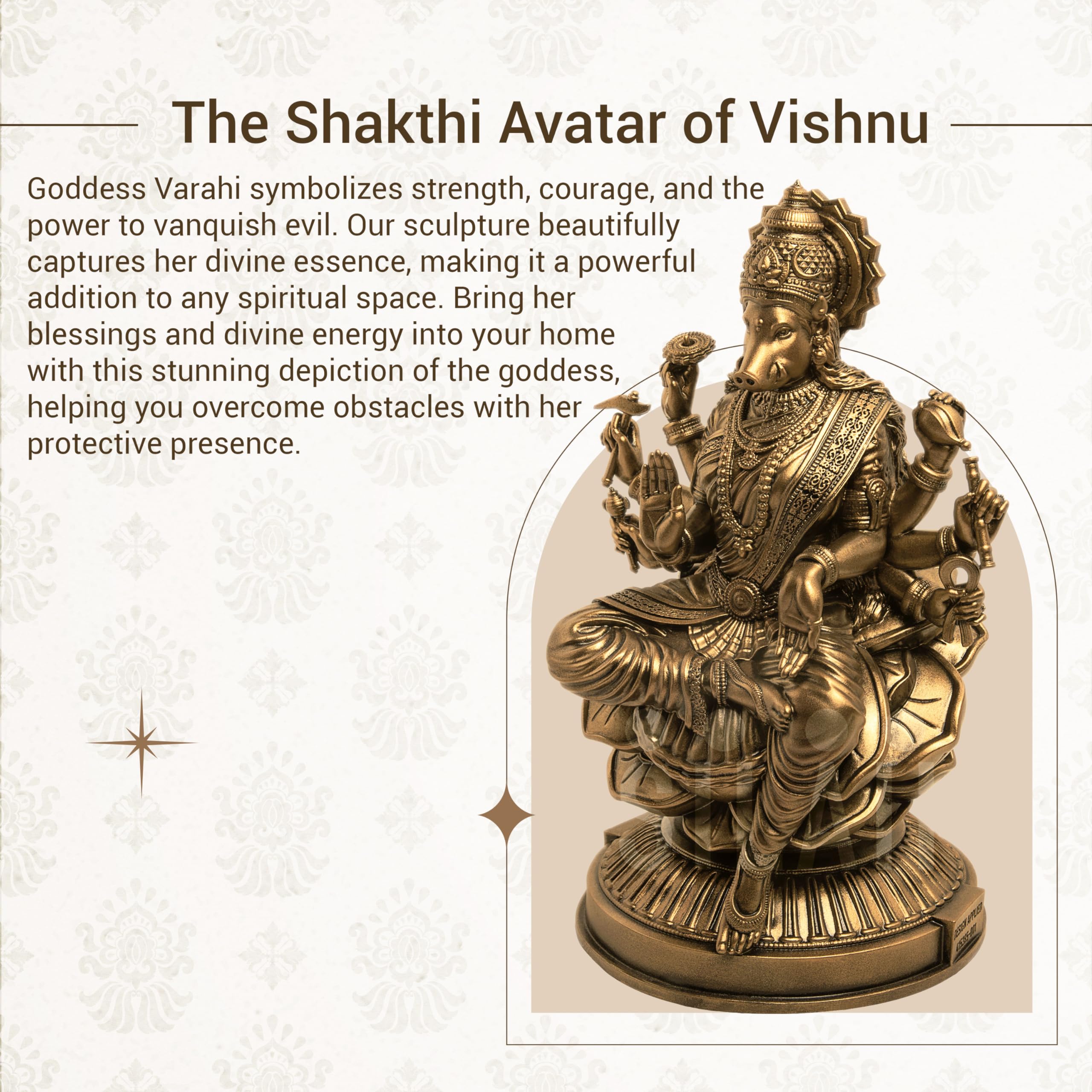 Silaii Goddess Varahi Amman Sculpture - Antique Bronze Finish, Handcrafted Statue For Puja Room, Home Decor, And Gifting (9 Inch